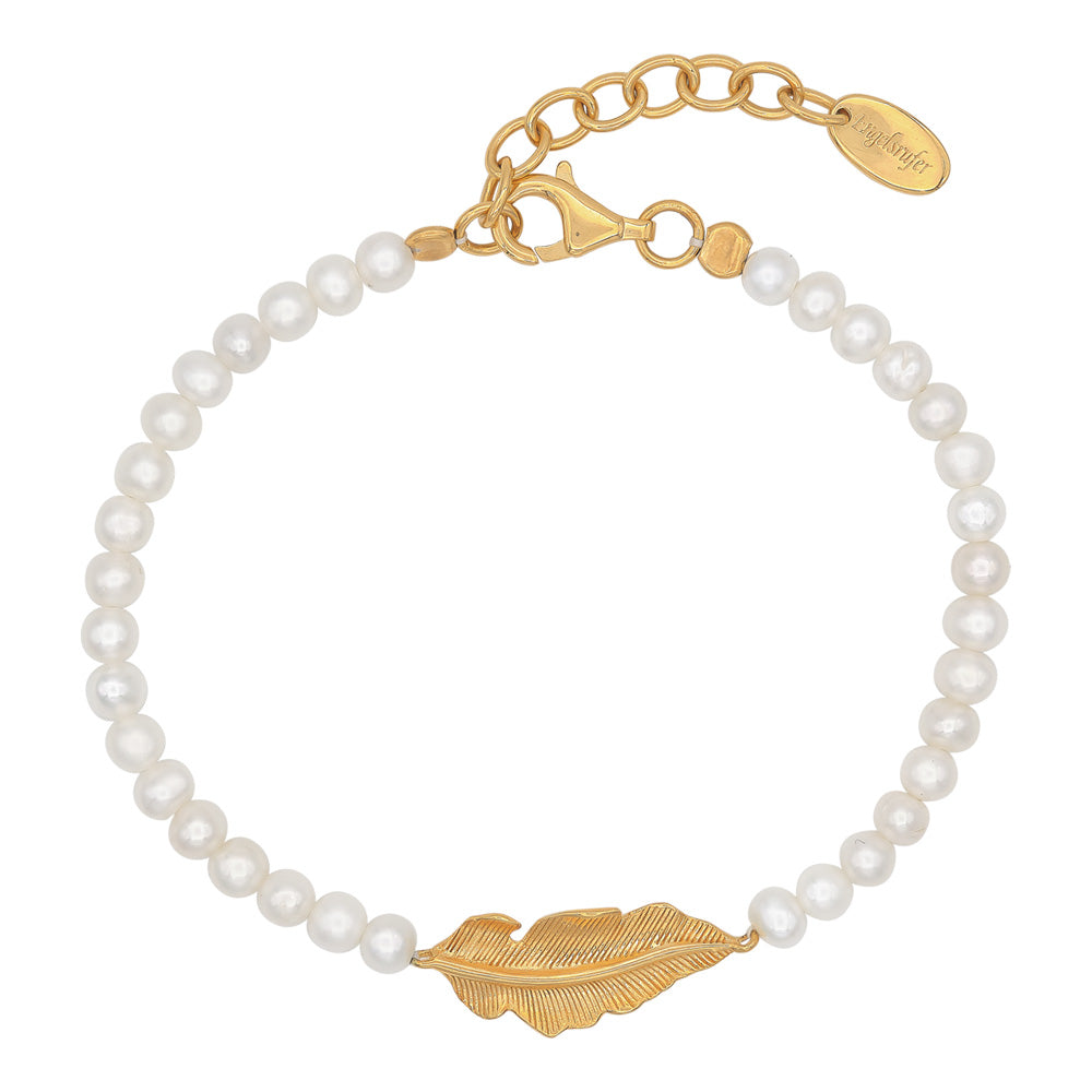 Engelsruffer Gold Plated Glory Feather Pearl Bracelet