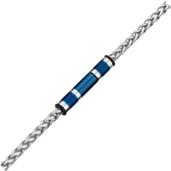 Ss/Blue Ip Plated Stainless Steel Spiga With Tube Mens Bracelet