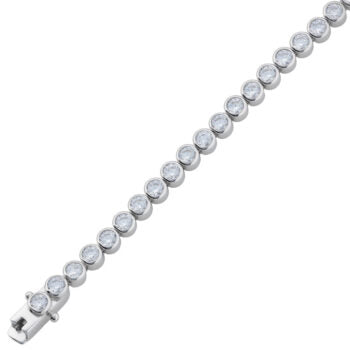 Sterling Silver Rodioum Plated Cubic Zirconia Tennis Bracelet-17Cm
