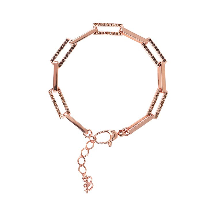 Bronzallure Brown Cubic Zirconia Paper Link Bracelet