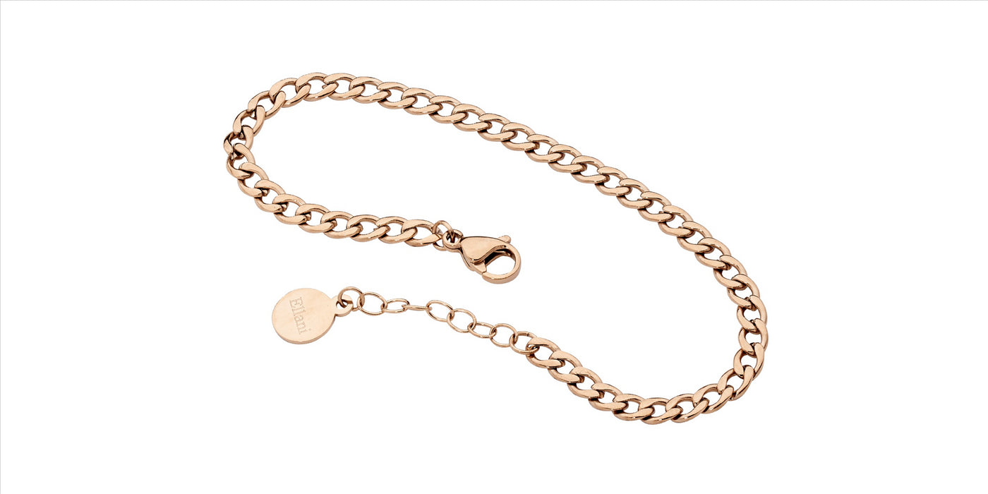 Rose Gold Plated Stainless Steel Curb Chain Bracelet