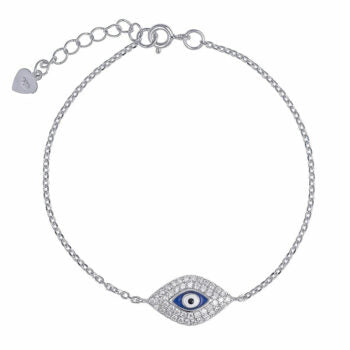 Sterling Silver /Rp Cubic Zirconia Evil Eye Bracelet