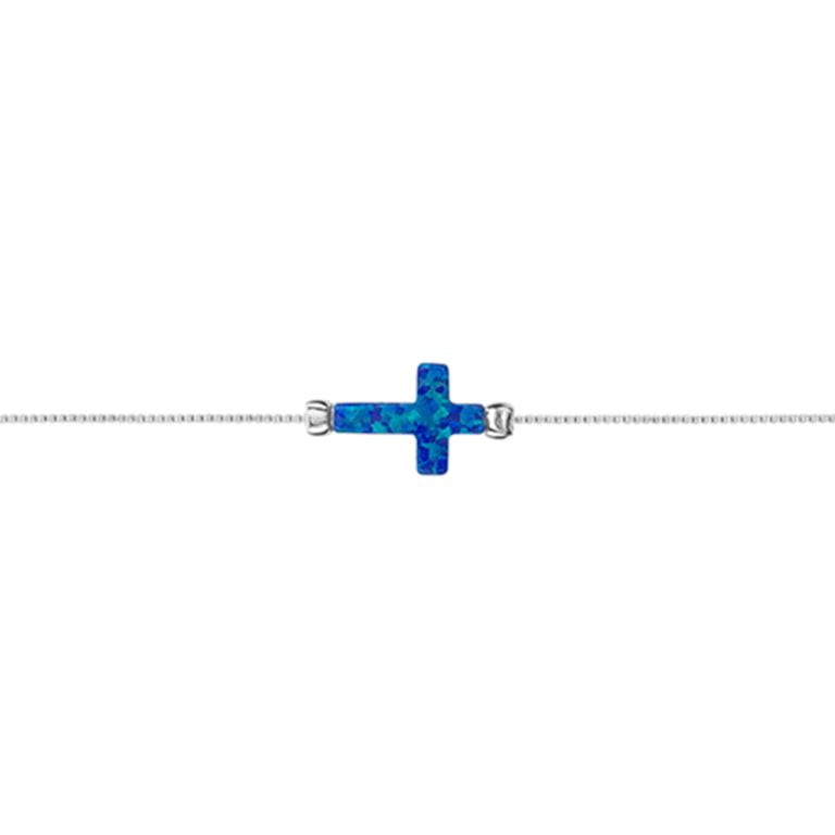 Sterling Silver Blue Cross Bracelet