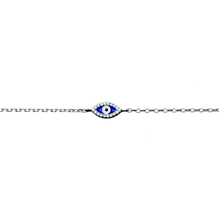 Sterling Silver Evil Eye Cubic Zirconia Bracelet