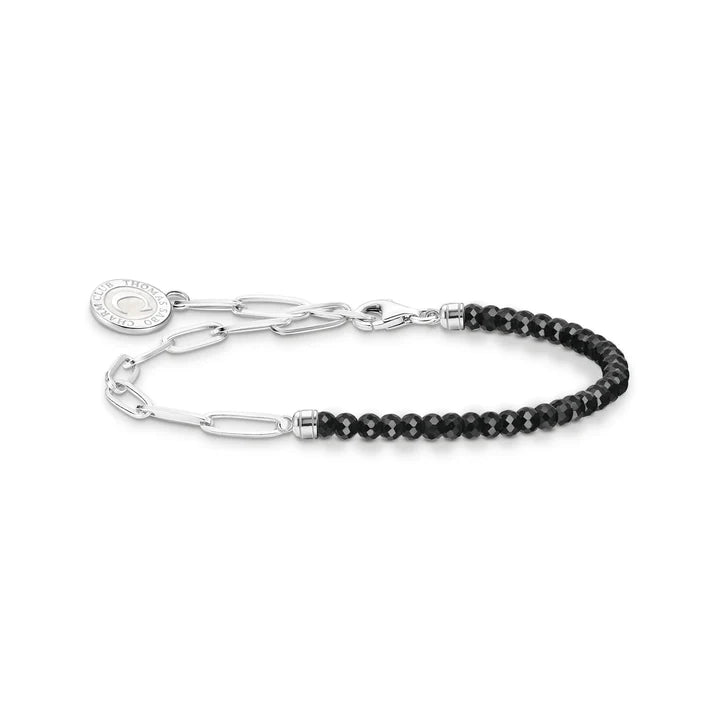 Thomas Sabo Sterling Silver Charmista Long Link Blk Onyx B/L 14-17Cm