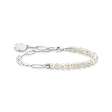 Thomas Sabo Sterling Silver Charmista Fw Pearl Long Link B/L 14-17Cm