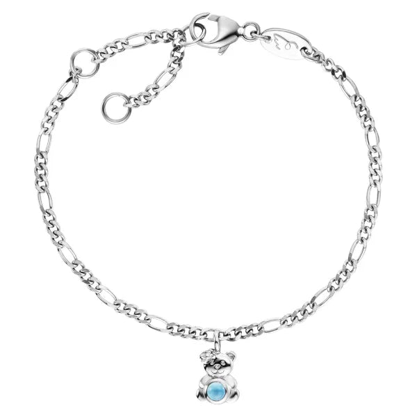 Herzengel Silver Teddy Blue Agate Baby Bracelet