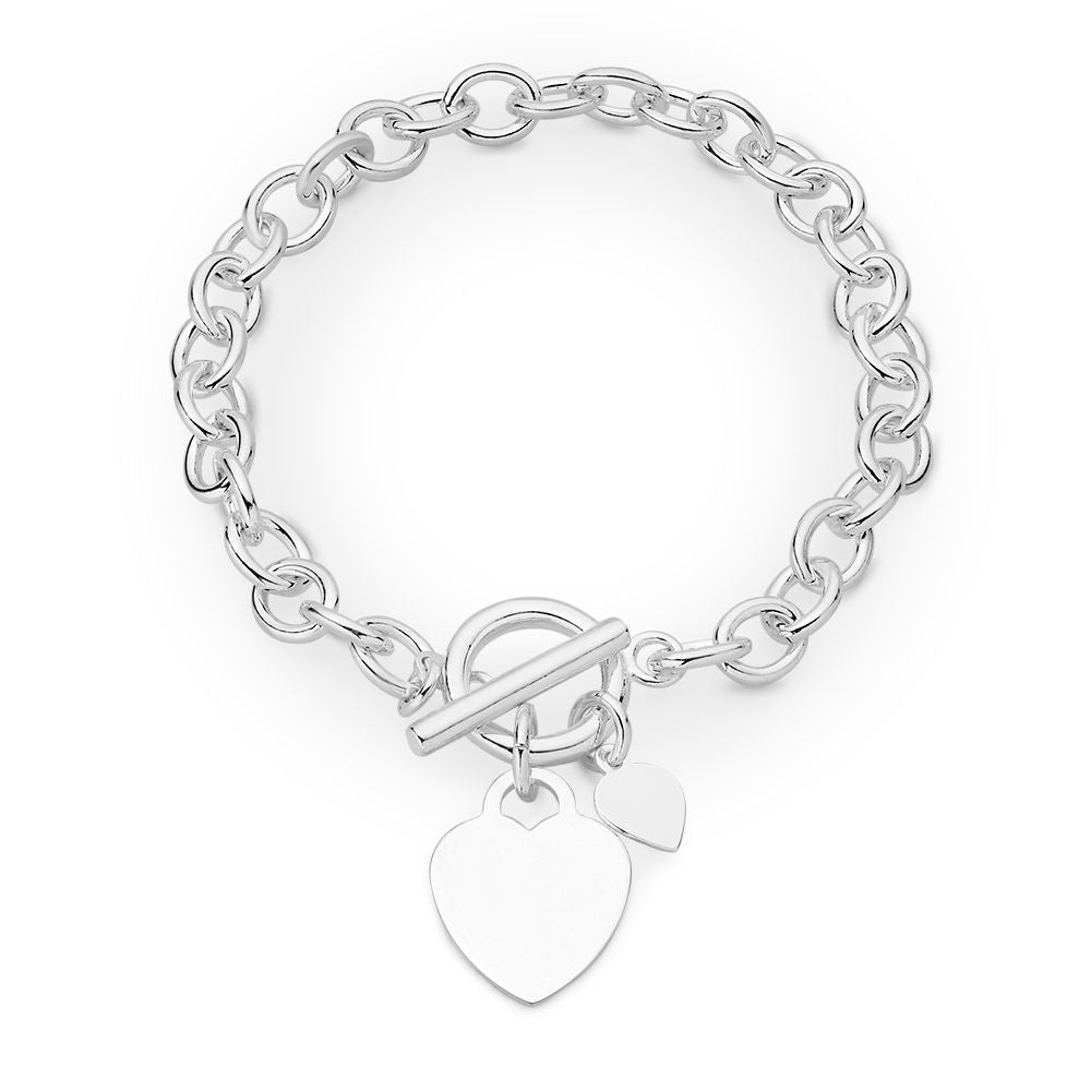 S/Silver Rolo Heart T-Bar B/Let 19Cm Xmas23 0903