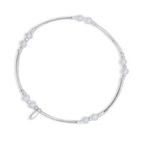 S/S Elastic Ball Bracelet With Fresh Water Pearls