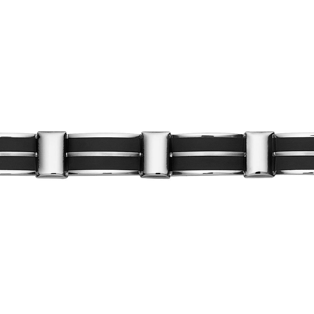 Blaze Stainless Mens Bracelet With Black Rubber Detailing