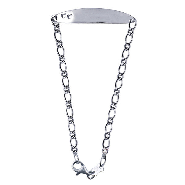 Sterling Silver Baby Id 15Cm Bracelet 2 Cut Out Hearts