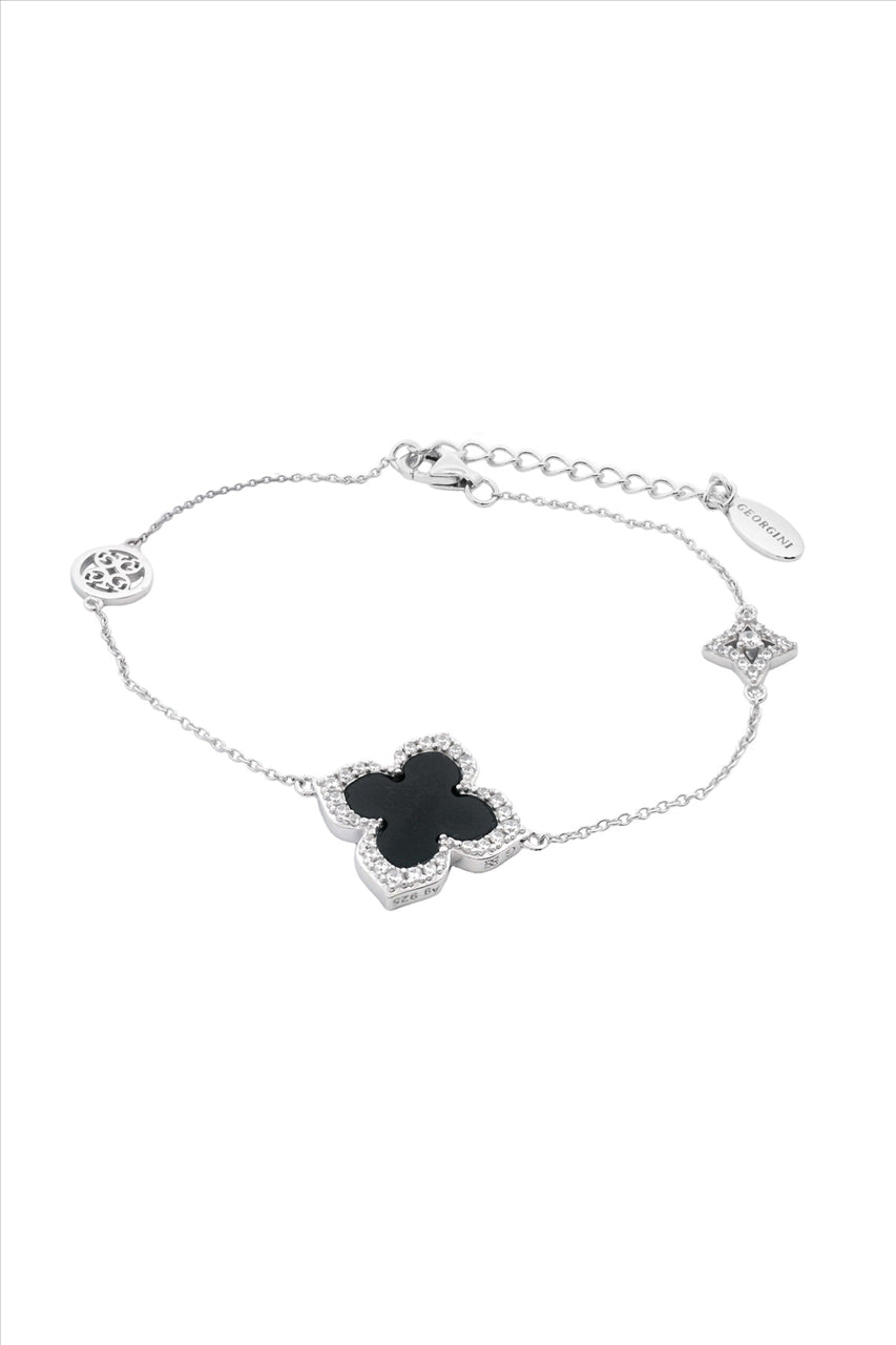 Georgini Midnight Velvet Black Agate Fairwater Bracelet Siver