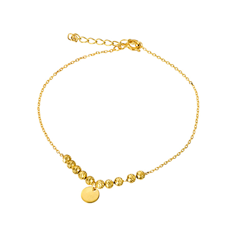 Sterling Silver Gold Plated Disc With Ball Bracelet
