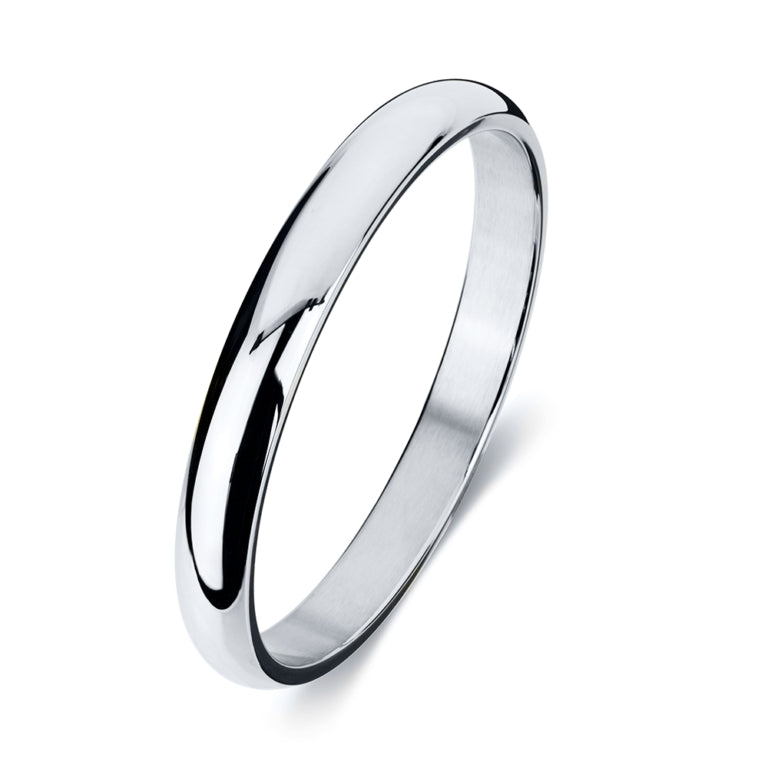 Seren Stainless Steel Polished Half Round Bangle 65Mm