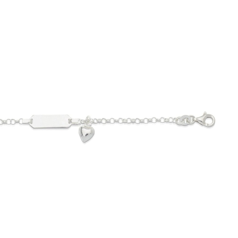 Tiny Treasures Sterling Silver Baby Id Plate Bracelet With Heart