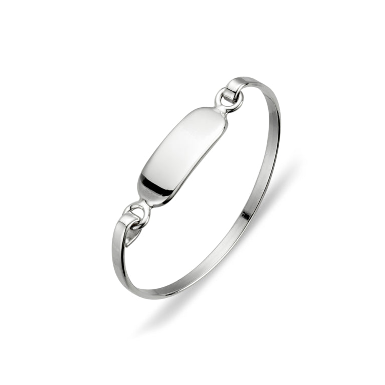 Tiny Treasures S/S Childrens Cuff Bangle ,Oval Id Plate
