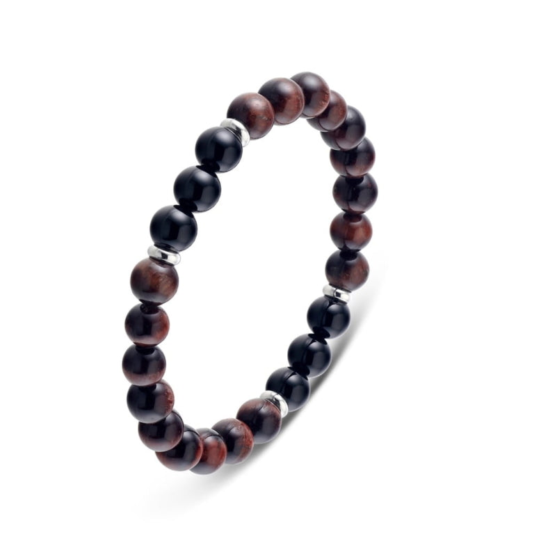 Blaze Stainless Steel Men's Tiger Eye And Onyx Stone Bracelet