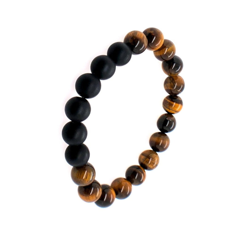 Blaze Stainless Steel Men's Tiger Eye &Agate Ball Bracelet