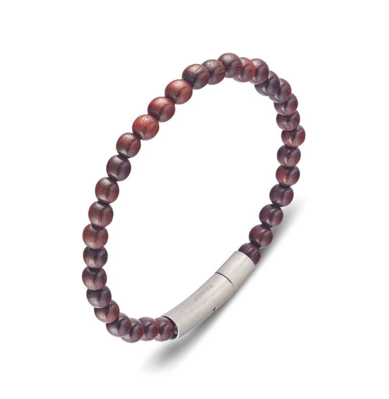 Blaze Men's Redwood Bead Bangle With Matte Stainless Steel Clasp