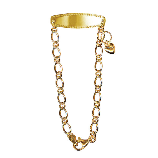 Sterling Silver Triple Gold Plated Baby Id 15Cm Bracelet Heart