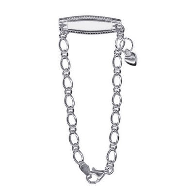 Sterling Silver Baby Id 15Cm Bracelet+ Heart