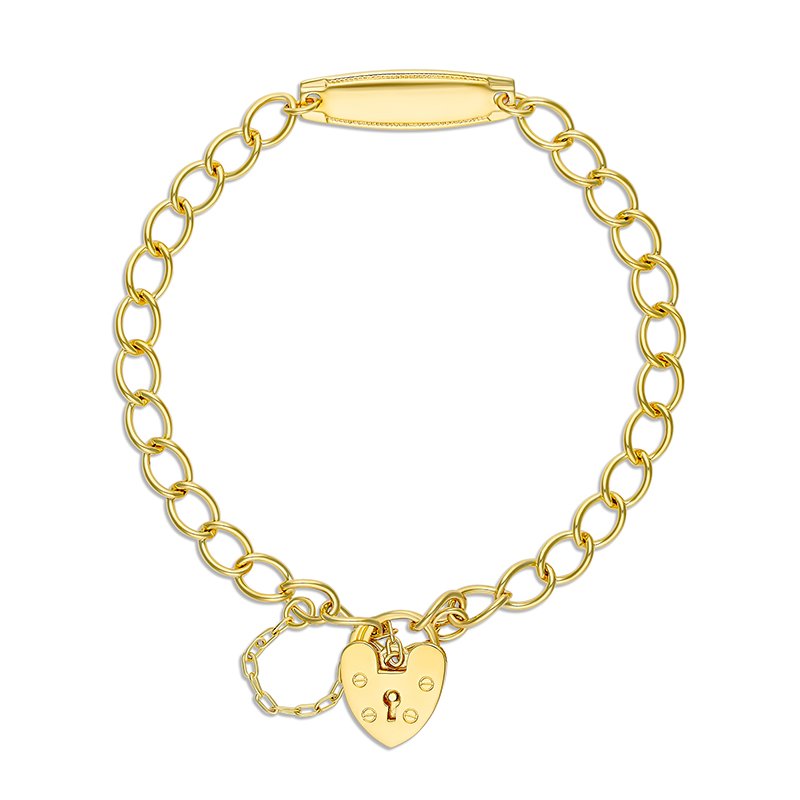 Yellow Gold Plated Thick Curb Bracelet &Plain Padlock