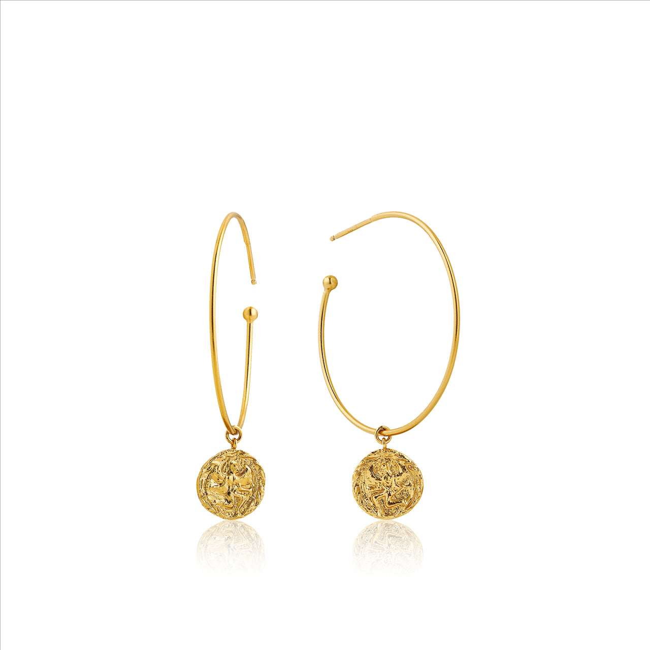 Ania Haie Gold Plated Coin Stud Hoops Earrings