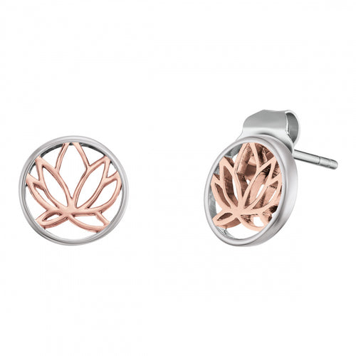 Engelsrufer Silver & Rose Gold Lotus Stud Earrings