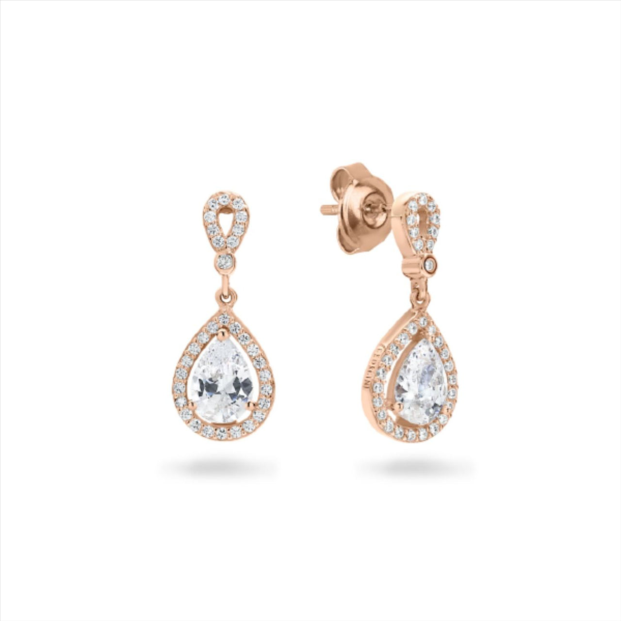 Rose Gold Plated Stud Drop Earrings