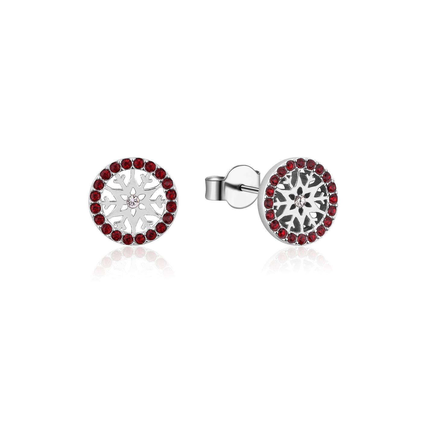 Frozensterling Silver Rodium Plated Plated Snowflake January Birthstone Earrings