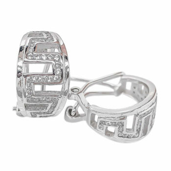 Sterlin Silver /Rp Cubic Zirconia Greek Key Earrings