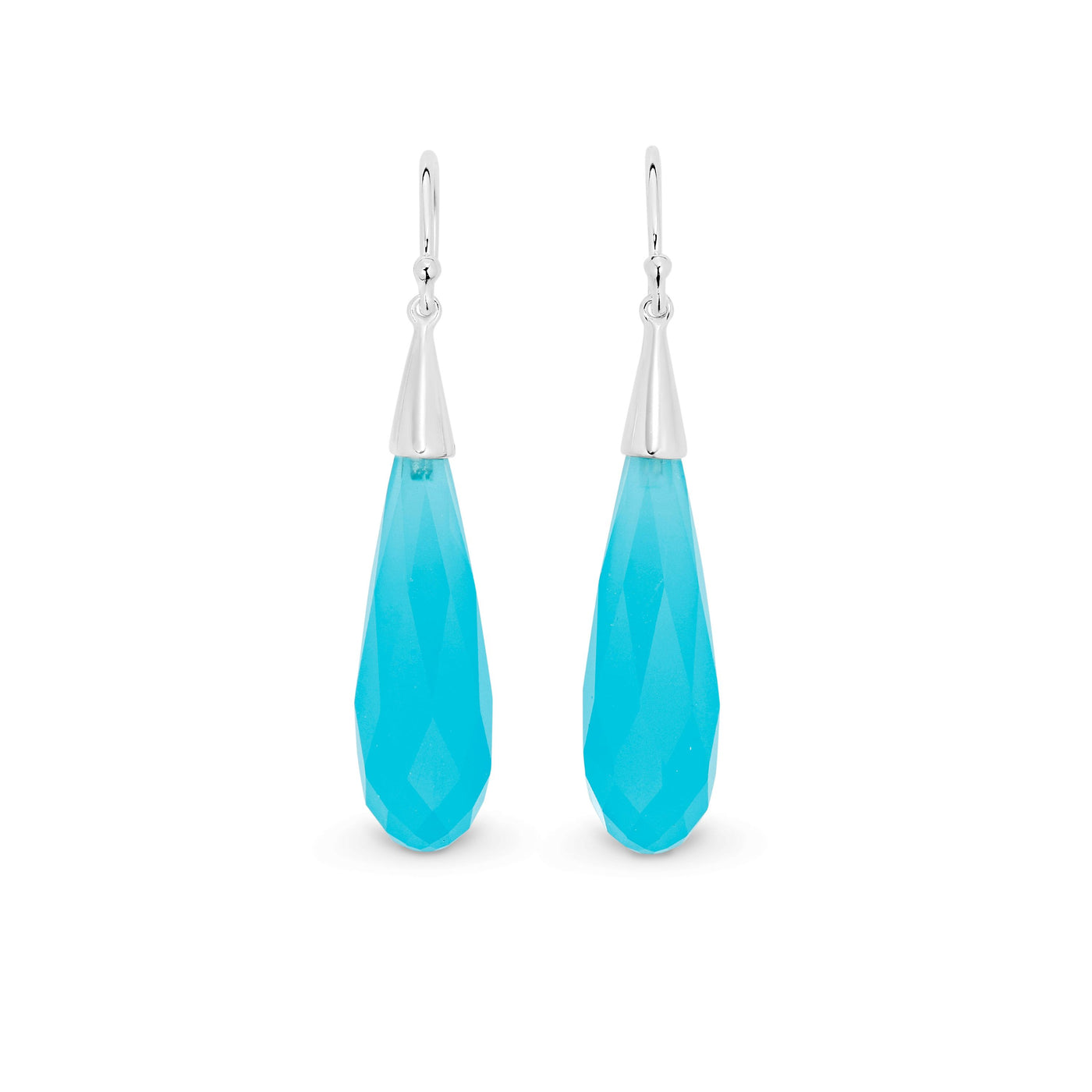 Ss Briolette Turquoise Obsidian Drop Hook Earrings Xmas23 1302