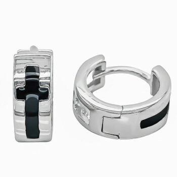 Sterlin Silver R/P Black Cross Huggies