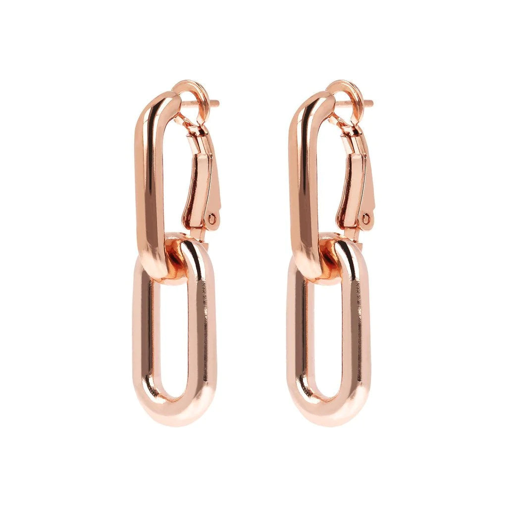 Bronzalure Rose Gold Plated Purezza Oval Link Earrings