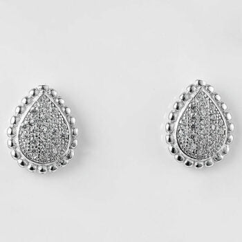 Sterling Silver/Rp Tear Drop Pear Shaped Cubic Zirconia Studs