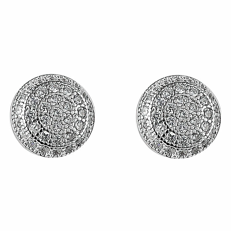Silver Rhodium Plated Round Cz Studs