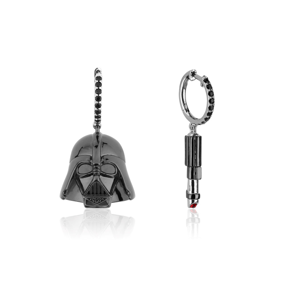 White Gold Plated Star Wars Vader Mask &Saber Earrings
