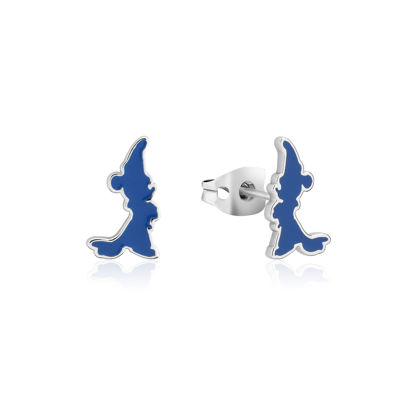 Disney Couture White Gold Plated Mickey Enamel Silhouette Studs