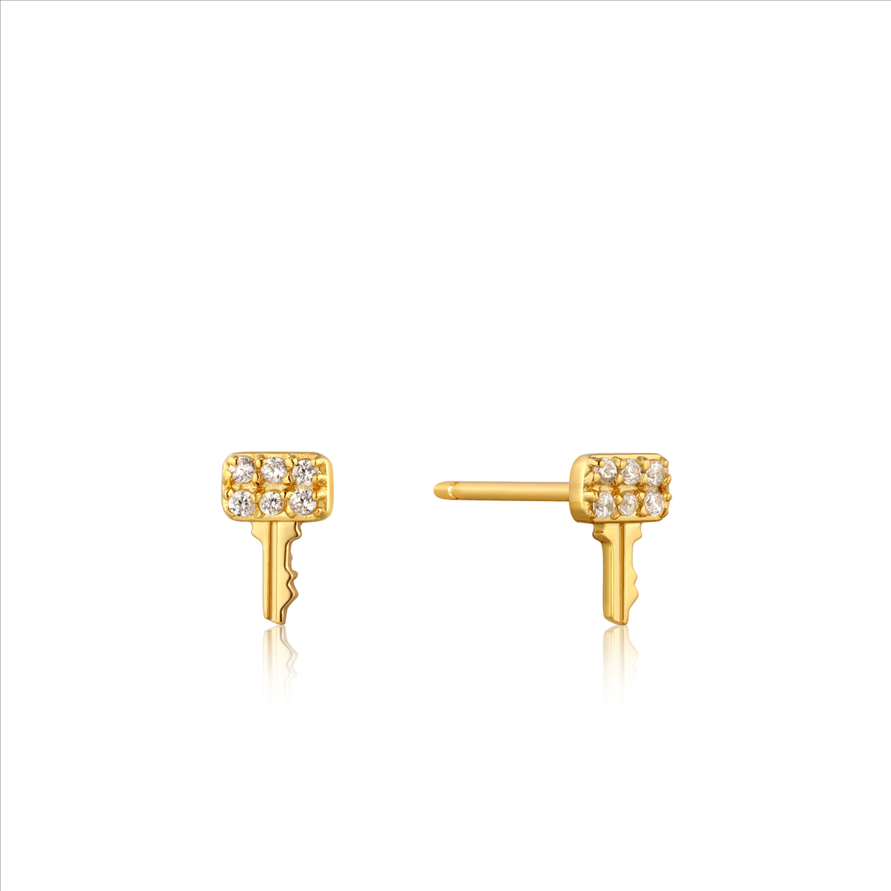 Ania Haie Gold Plated Cubic Zirconia Key Studs