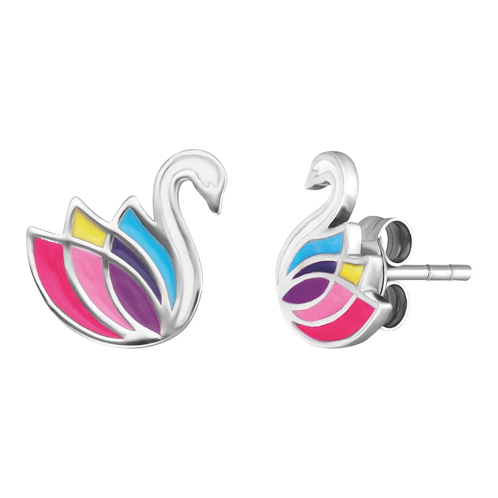 Herzengel Enamel Swan Earrings