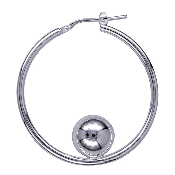 Silver Italian Hoops With Fixed Ball