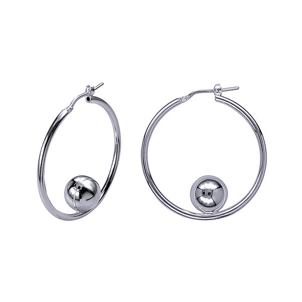 Silver Italian Hoops With Fixed Ball
