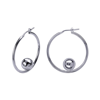 Silver Italian Hoops With Fixed Ball