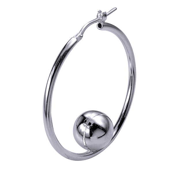 Silver Italian Hoops With Fixed Ball