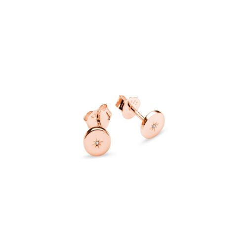 Sterling Silver Rose Gold Plated Cubic Zirconia Star Stud Earrings