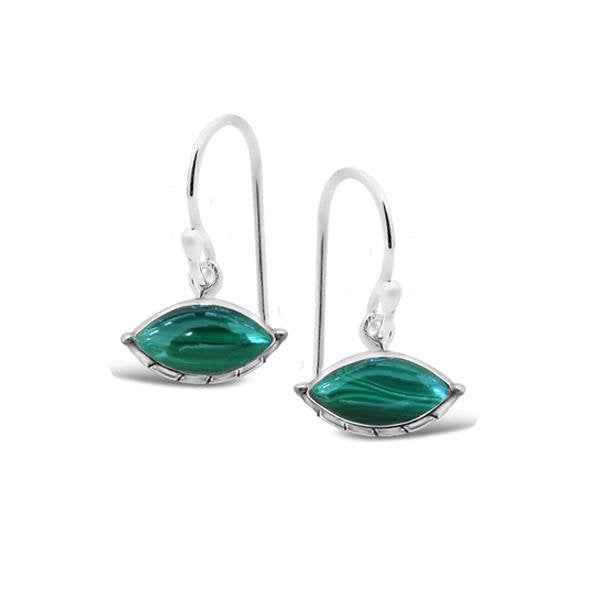 Sterling Silver Malachite Hook Earrings