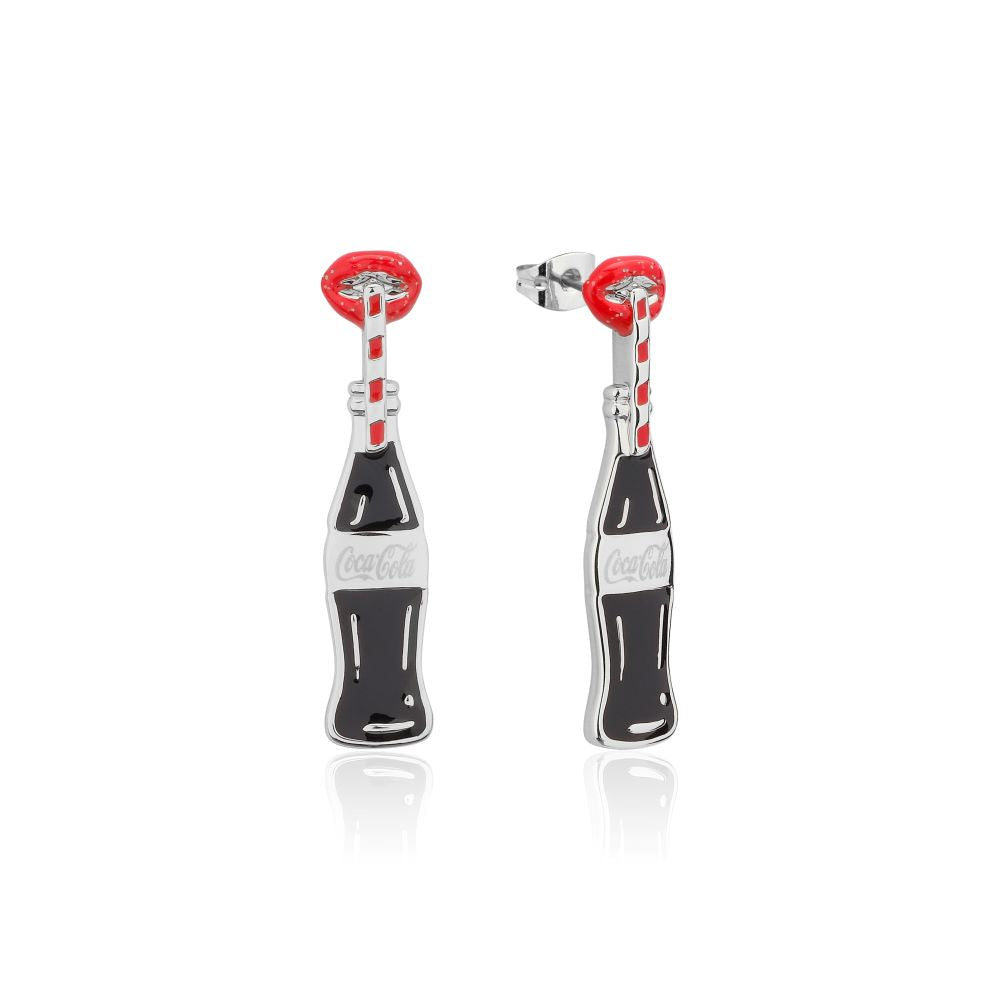 White Gold Plated Coke Lips Drop Stud Earrings