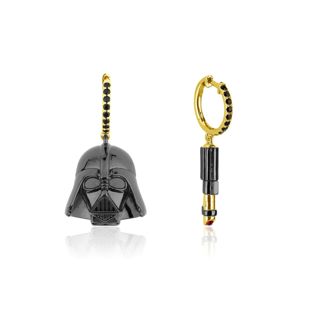 Yellow Gold Plated Vader Mask &Saber Earrings