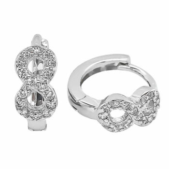 Sterling Silver Rodioum Plated Infinity Huggie Earrings