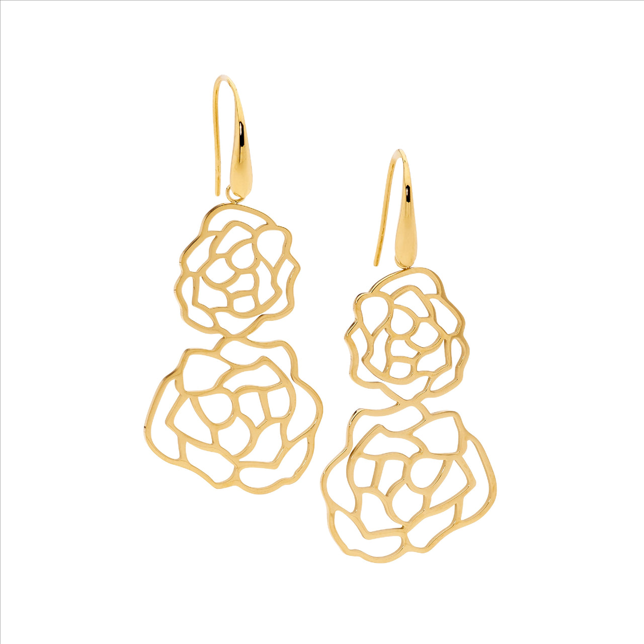 Ellani Sts Gold Plated Double Flower Hooks